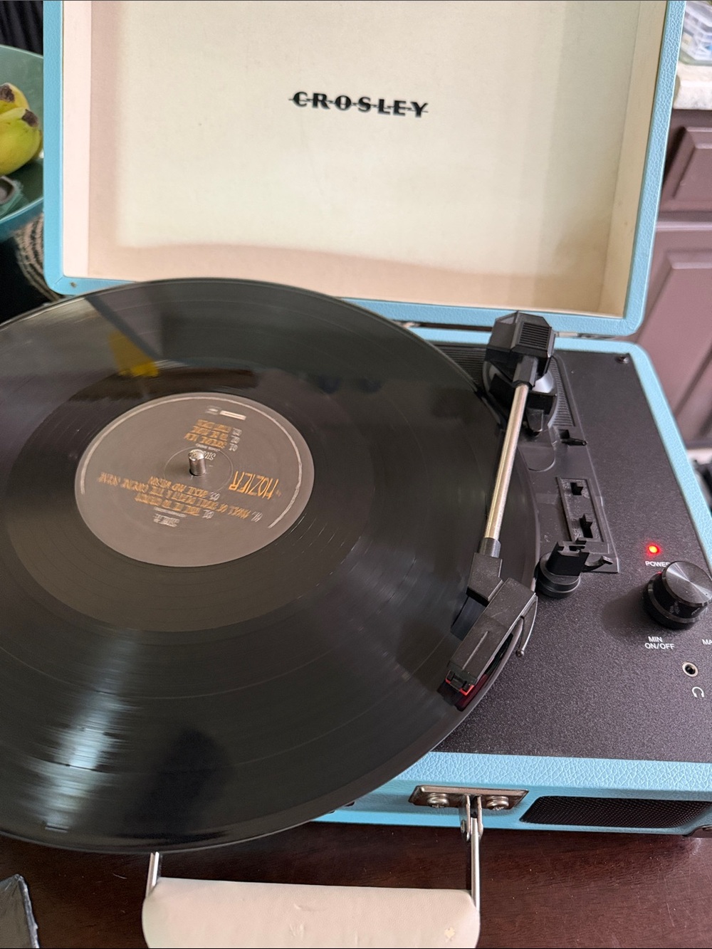Crosley Aqua Blue Portable Record Player with Built-In Speakers